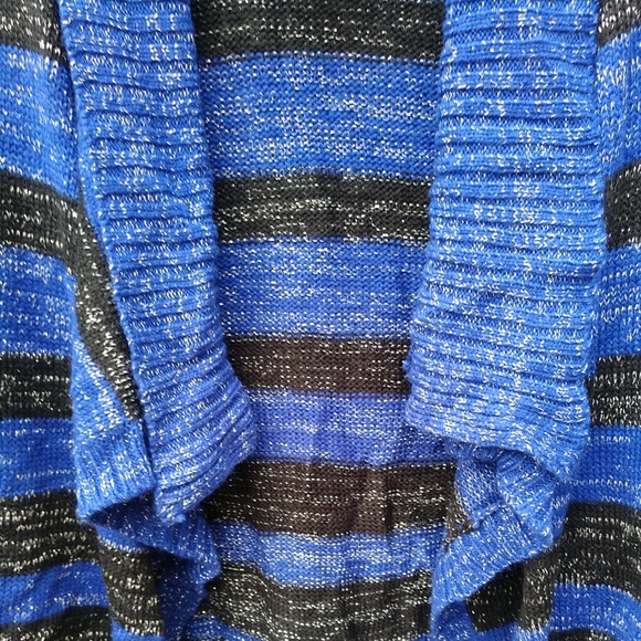 💖Dollhouse Open Front Shrug Sweater💖 Acrylic Blue/Black Sparkles - Picture 4 of 12